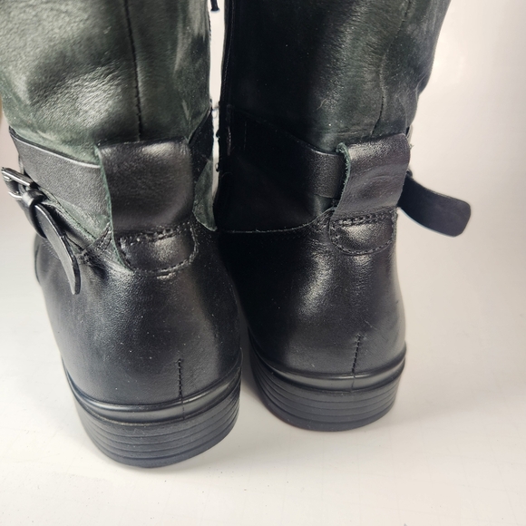 ECCO Women's Biker Boots 37 / 6 Black Leather Moto Ankle Bootie Shoe - Picture 9 of 13